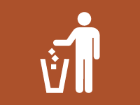 Depose of trash in bin icon