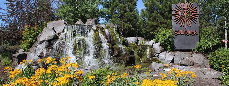 Entry Waterfall with Flowers